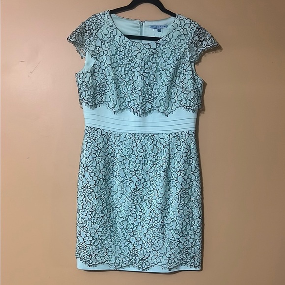 Elegant Lace Overlay Dress Turquoise Mint - Picture 1 of 16